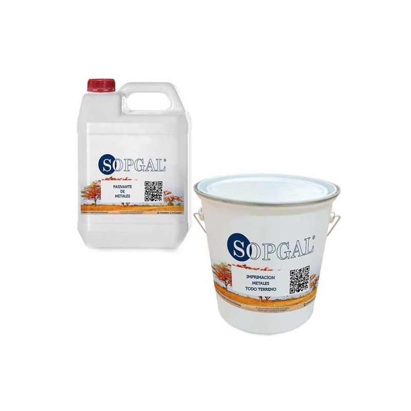 Pack antióxido de metales: pasivante Sopgal 5 litros e Imprimación todo terreno 4 litros