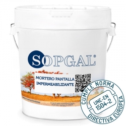 Mortero Pantalla Impermeable de Sopgal elimina las filtraciones de agua cumple norma une en 1504-2