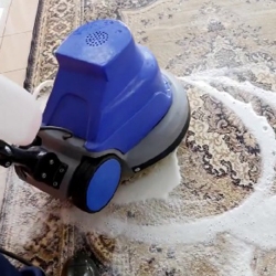 Limpieza de alfombra con máquina de pads